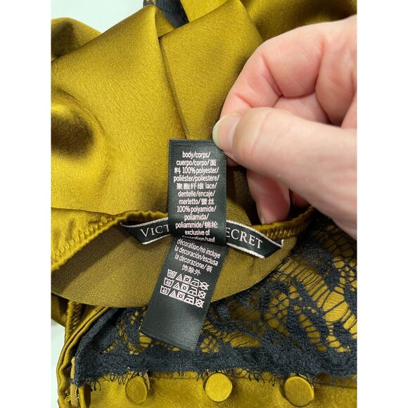 Victoria's Secret Midi Slip Skirt Small Bronze Gold Satin Lace Y2K - Picture 7 of 10